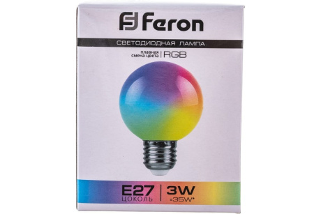Купить Лампа св.диод. 3W E27 RGB LB-371 G60 плавная смена цвета  FERON фото №13