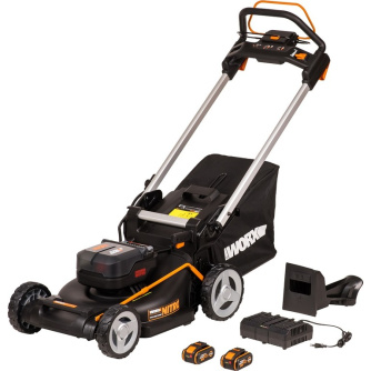 Купить Газонокосилка WORX WG749E 40В, 4Ач х2, ЗУ 2А х2 аккумуляторная самоходная фото №1