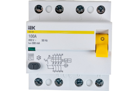 Купить Выключатель дифференциального тока  УЗО  4п 100А 300мА тип AC ВД1-63  IEK фото №3