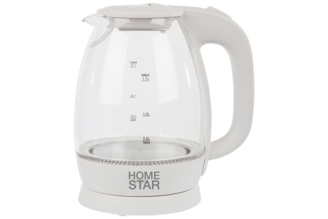 Купить Чайник HomeStar HS-1012 1 7л стекло  пластик белый фото №3