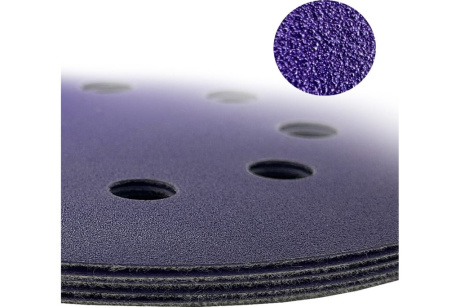 Купить Диск шлифовальный ABRAFORCE Purple Film на плёночной основе  8 отв.  125мм Р320  уп. 5 шт. фото №7